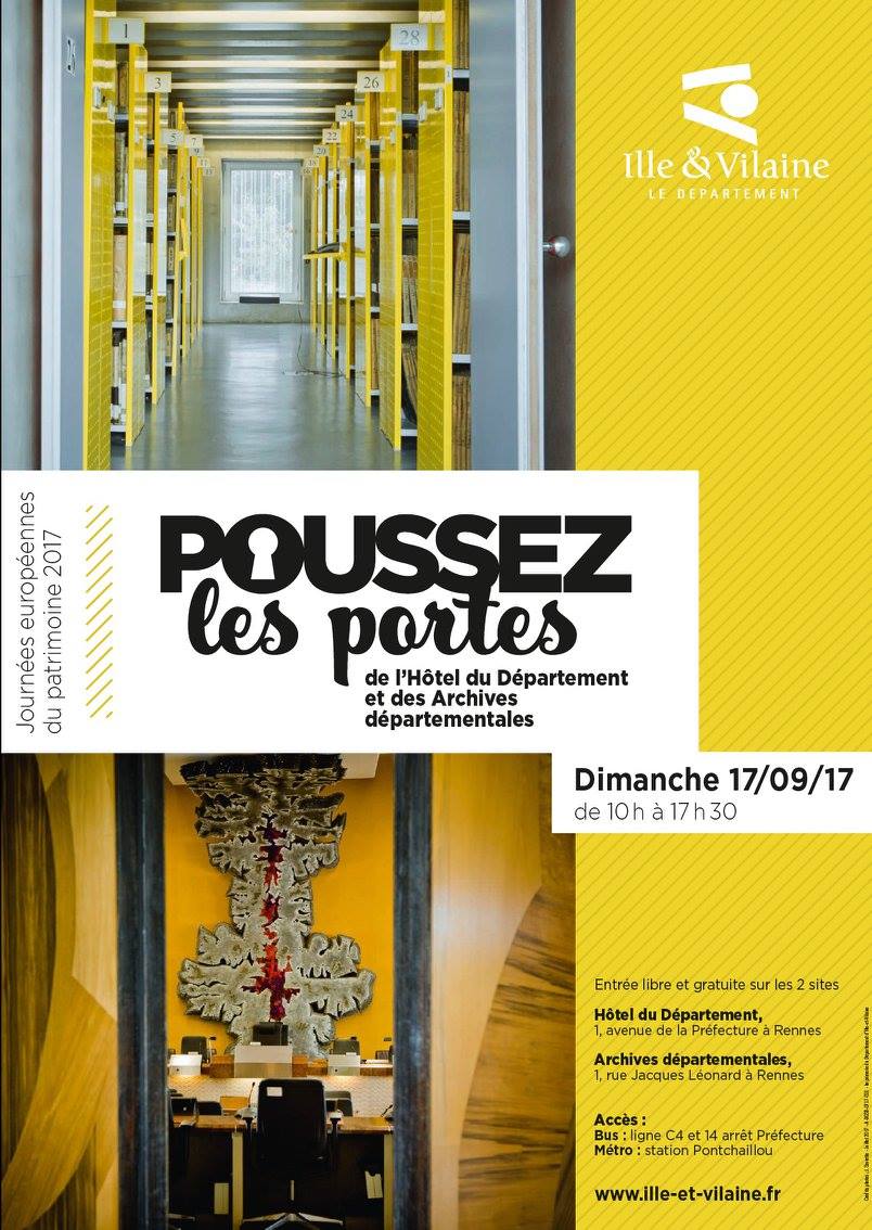 "Poussez les portes" des Archives départementales, Journées européennes du Patrimoine, 17 septembre 2017
